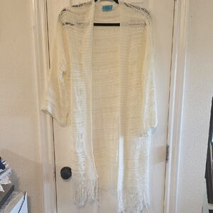 Chic Cream Open-Knit Cardigan